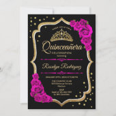 Quinceanera - Black Gold Pink Kaart (Voorkant)