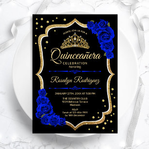 Quinceanera - Black Gold Royal Blue Kaart