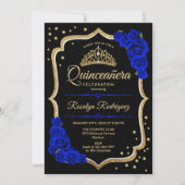 Quinceanera - Black Gold Royal Blue Kaart (Voorkant)