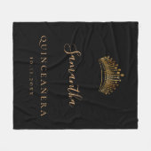Quinceanera Black Gold tiara crown name Fleece Deken (Voorkant (Horizontaal))