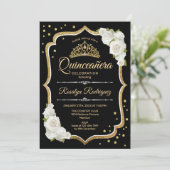 Quinceanera - Black Gold White Kaart (Staand voorkant)