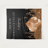 Quinceanera Black goudballonmonogram Wandkleed (Voorkant (horizontaal))