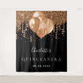 Quinceanera Black goudballonmonogram Wandkleed (Voorkant)