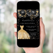 Quinceanera black goudglitter jurk kaart