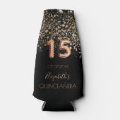 Quinceanera black gouglitter monogram flesjeskoeler (Voorkant)