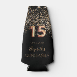 Quinceanera black gouglitter monogram flesjeskoeler