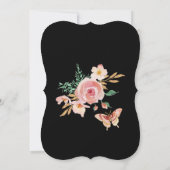 Quinceañera Black in Blush Butterfly w Flowers Gol Kaart (Achterkant)
