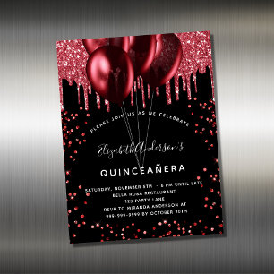 Quinceanera black red ballonnen nodigmagneet uit