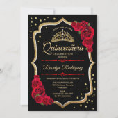 Quinceanera - Black Red Gold Kaart (Voorkant)