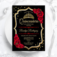 Quinceanera - Black Red Gold