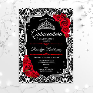 Quinceanera - Black Red Silver Kaart