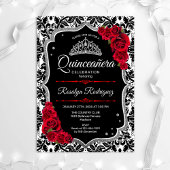 Quinceanera - Black Red Silver Kaart