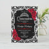 Quinceanera - Black Red Silver Kaart (Staand voorkant)