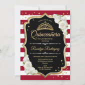 Quinceanera - Black Red White Gold Kaart (Voorkant)