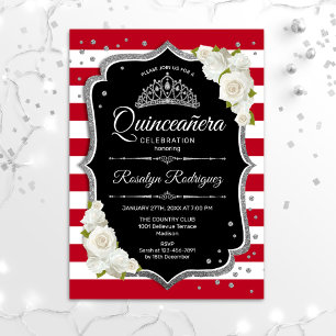 Quinceanera - Black Red White Silver Kaart
