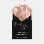 Quinceanera Black roos Gold ballon bedankt Cadeaulabel (Voorkant)