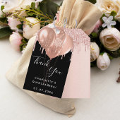 Quinceanera Black roos Gold ballon bedankt Cadeaulabel