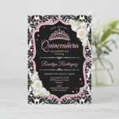 Quinceanera - Black Roos Gold Kaart (Staand voorkant)