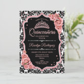 Quinceanera - Black Roos Gold Kaart (Staand voorkant)