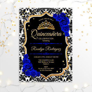 Quinceanera - Black Royal Blue Gold Kaart