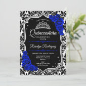 Quinceanera - Black Royal Blue Silver Kaart (Staand voorkant)