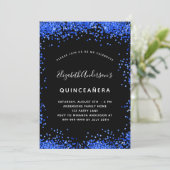 Quinceanera Black royal blue sparkles Kaart (Staand voorkant)