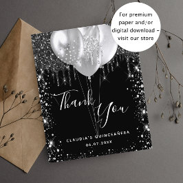 Quinceanera Black Silglitter bedankt budget Flyer