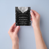 Quinceanera Black Silglitter-begrotingsuitnodiging Flyer (Hand)