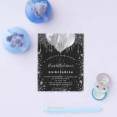 Quinceanera Black Silglitter-begrotingsuitnodiging Flyer (Enkel)