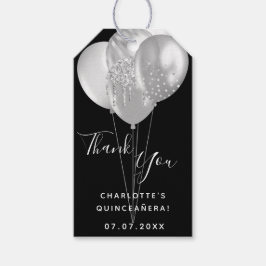 Quinceanera Black Silver Ballon bedankt Cadeaulabel