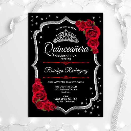 Quinceanera - Black Silver Red Kaart