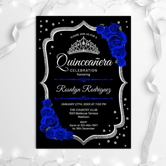 Quinceanera - Black Silver Royal Blue Kaart