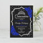 Quinceanera - Black Silver Royal Blue Kaart (Staand voorkant)