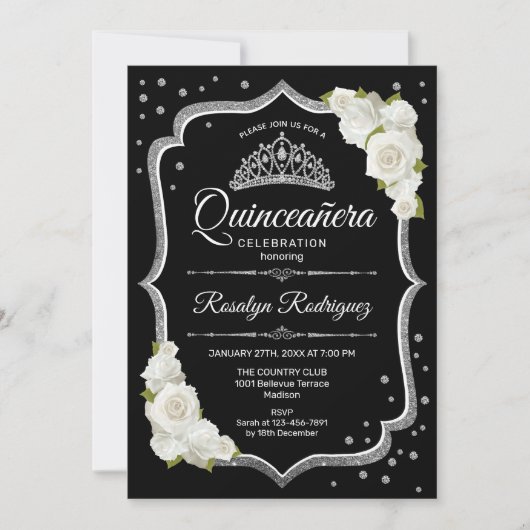 Quinceanera - Black Silver White Kaart (Voorkant)