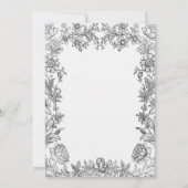 Quinceanera Black White Floral Tiara Invitation Kaart (Achterkant)