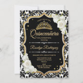 Quinceanera - Black White Gold Kaart (Voorkant)