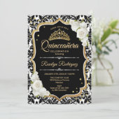 Quinceanera - Black White Gold Kaart (Staand voorkant)