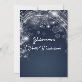 Quinceanera Blau Winter Wonderland Sneeuwvlokken Kaart
