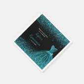 Quinceanera Blauw Blauwgroen Faux Glitter Servet (Hoek)