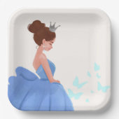 Quinceañera Blauw Elegant Prinses Papier Bord (Voorkant)