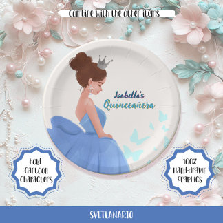 Quinceañera Blauw Elegant Prinses Papier Bord