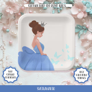 Quinceañera Blauw Elegant Prinses Papier Bord