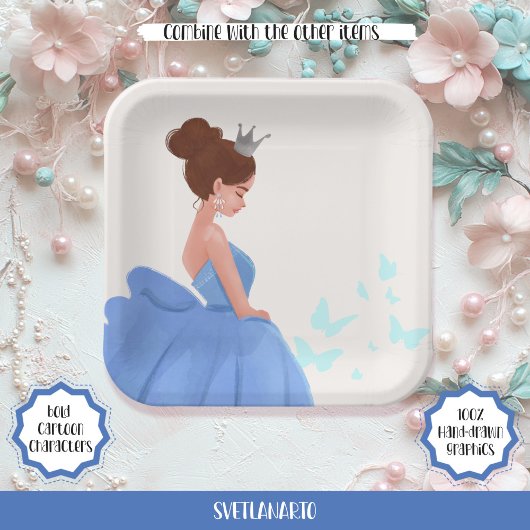Quinceañera Blauw Elegant Prinses Papier Bord