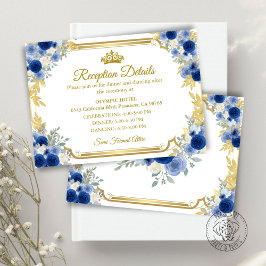 Quinceanera Blauw Gouden Bloemen Bijkaart