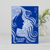 Quinceañera blauw meisje silhouet in harten zilver folie feestdagenkaart (Staand Voorkant)