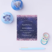 Quinceanera: blauw roze budgetuitnodiging flyer (Enkel)
