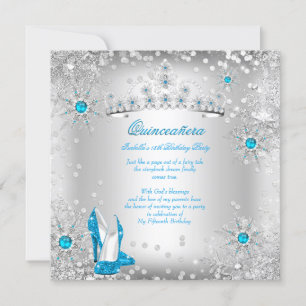 Quinceanera Blauw Zilver Winter Wonderland Kaart