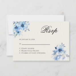Quinceanera blauwe antwoord RSVP kaart