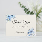 Quinceanera blauwe bedankkaart (Staand voorkant)