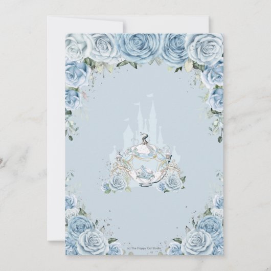 Quinceañera Blauwe Bloemen Prinses Kasteel Koets Kaart